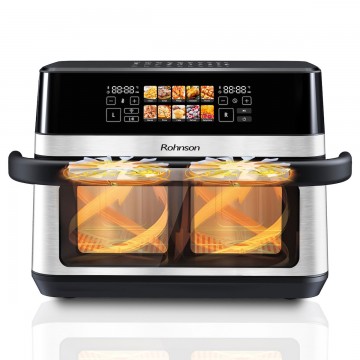 Rohnson Air Fryer με Διπλό Αποσπώμενο Κάδο 12lt Ασημί R-2882